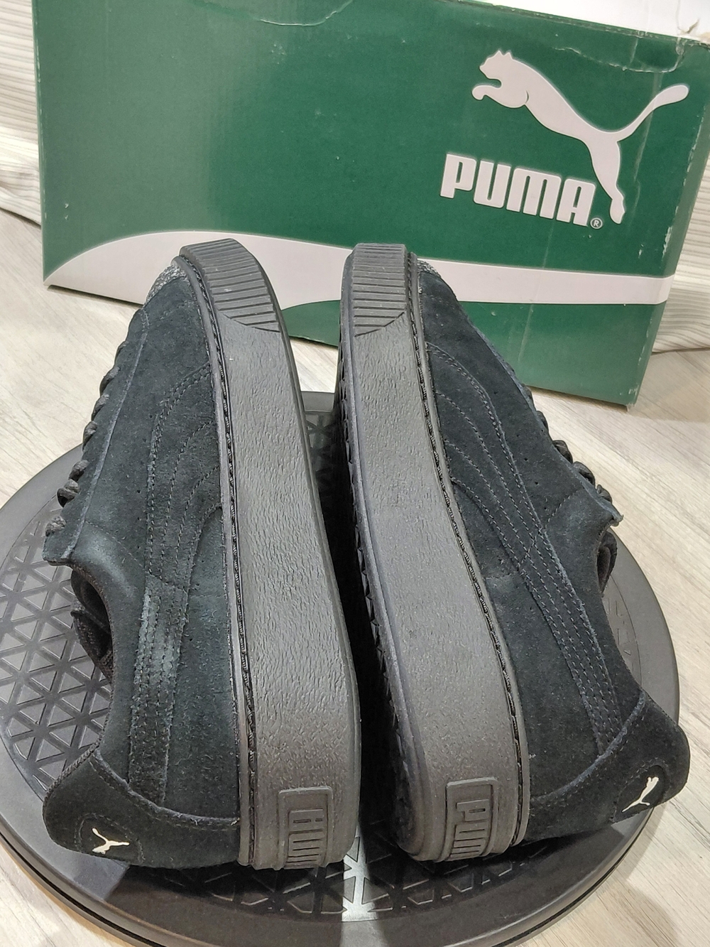 NEW PUMA Womens Suede Platform Crushed Gem Black Sneakers with Glitter Toe W10 - Picture 6 of 13